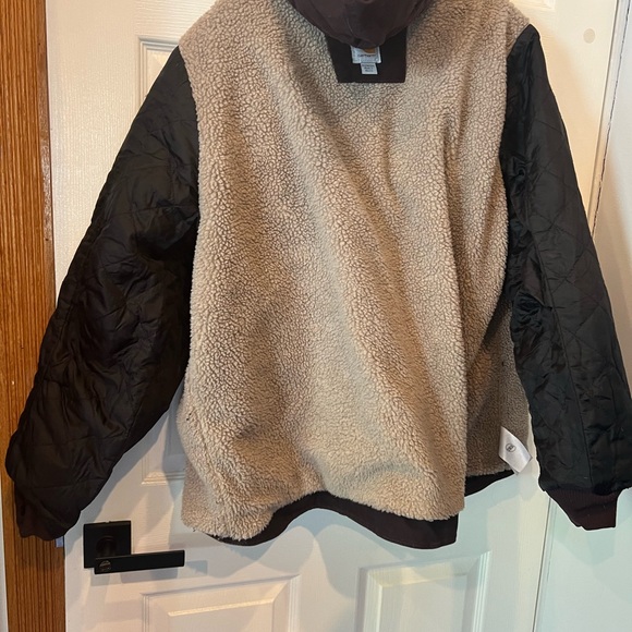 Vintage Carhartt Jacket Womens 2XL Purple Canvas Sherpa WJ141 Hooded Detroit - Picture 4 of 13